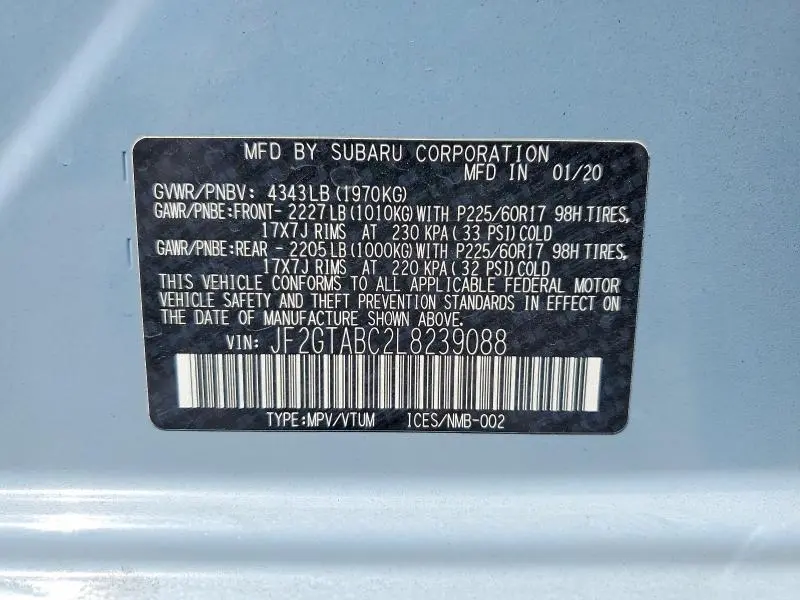 2020 SUBARU CROSSTREK   