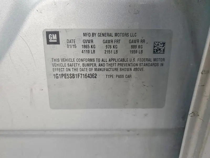 2015 CHEVROLET CRUZE LT  