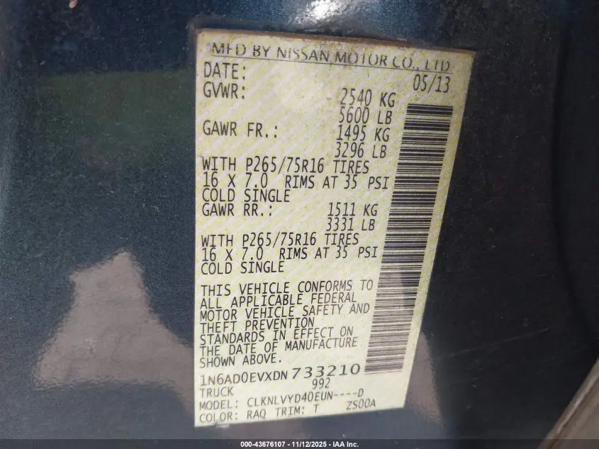 2013 NISSAN FRONTIER PRO-4X