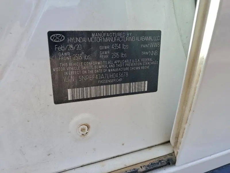 2020 HYUNDAI SONATA SEL  