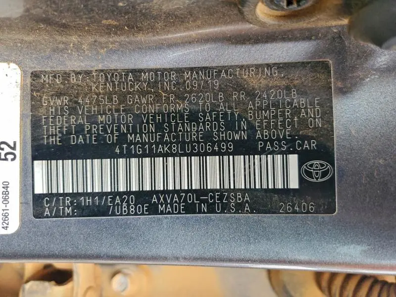 2020 TOYOTA CAMRY SE  