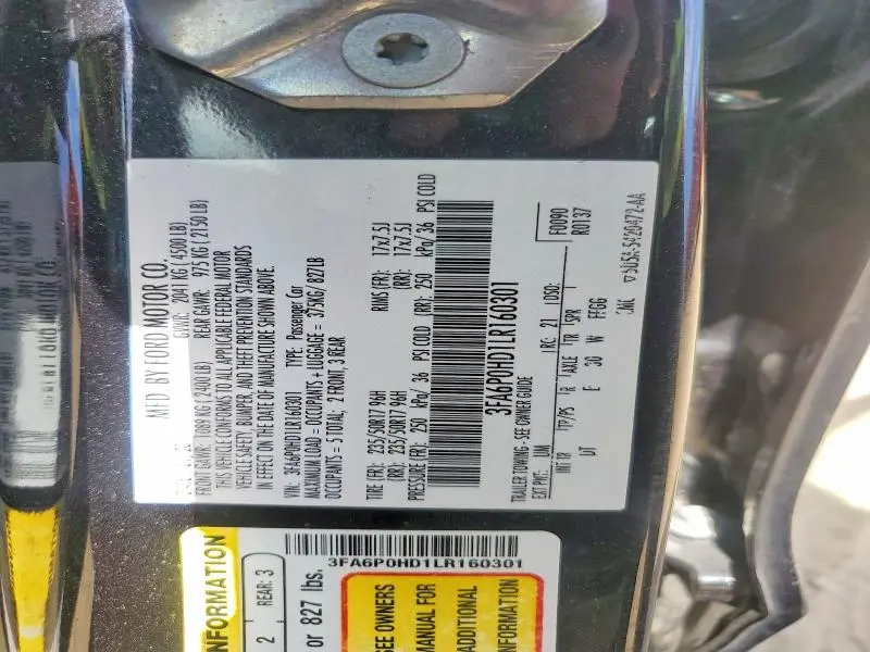 2020 FORD FUSION SE  
