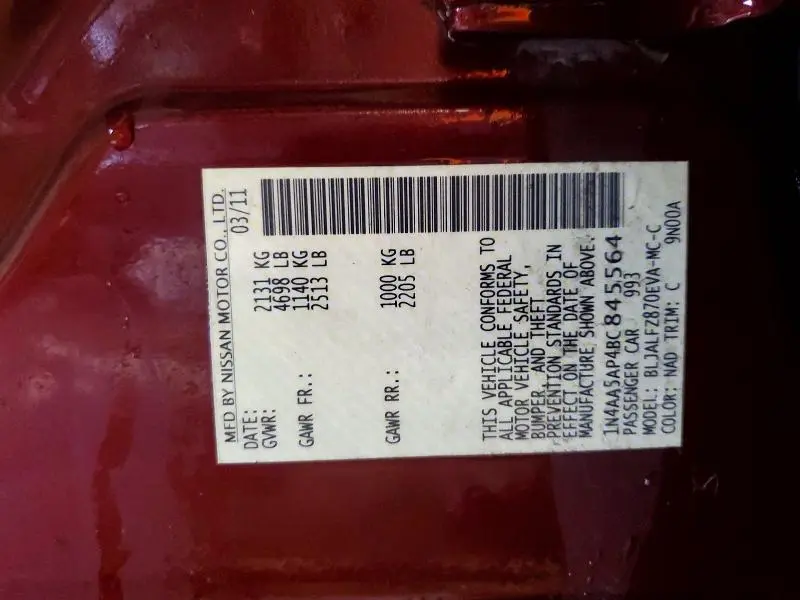 2011 NISSAN MAXIMA 3.5 S  