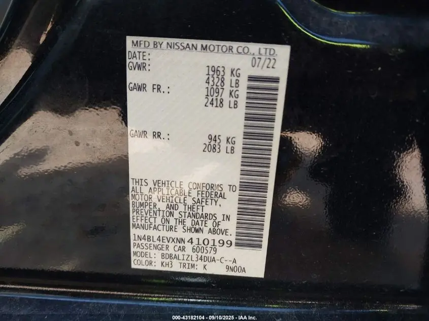 2022 NISSAN ALTIMA SL FWD