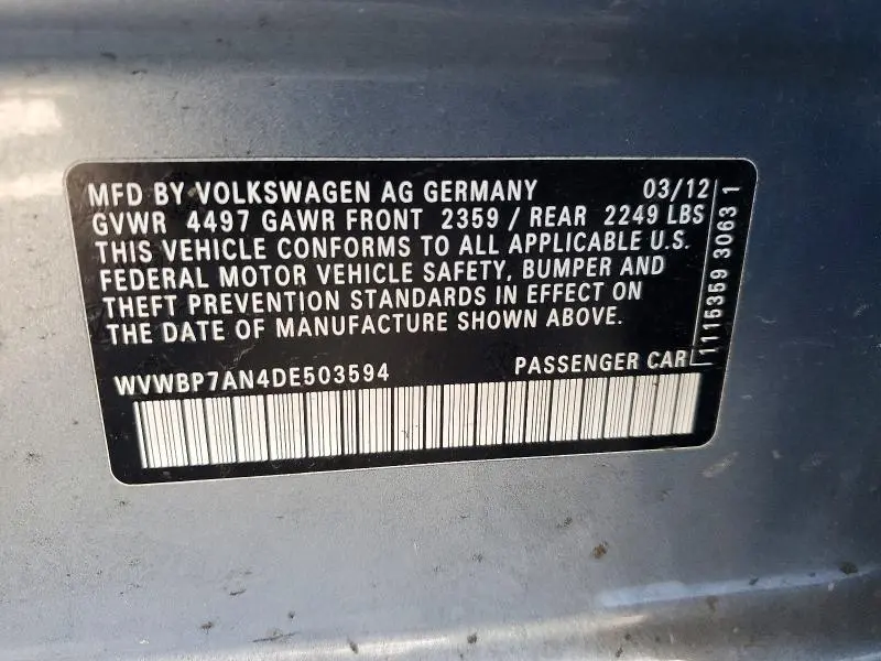 2013 VOLKSWAGEN CC SPORT  