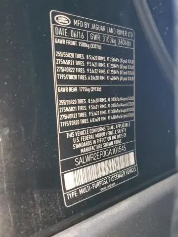 2016 LAND ROVER RANGE ROVER SPORT SC  