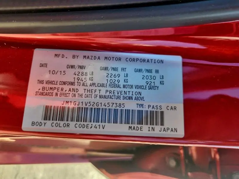 2016 MAZDA 6 TOURING  