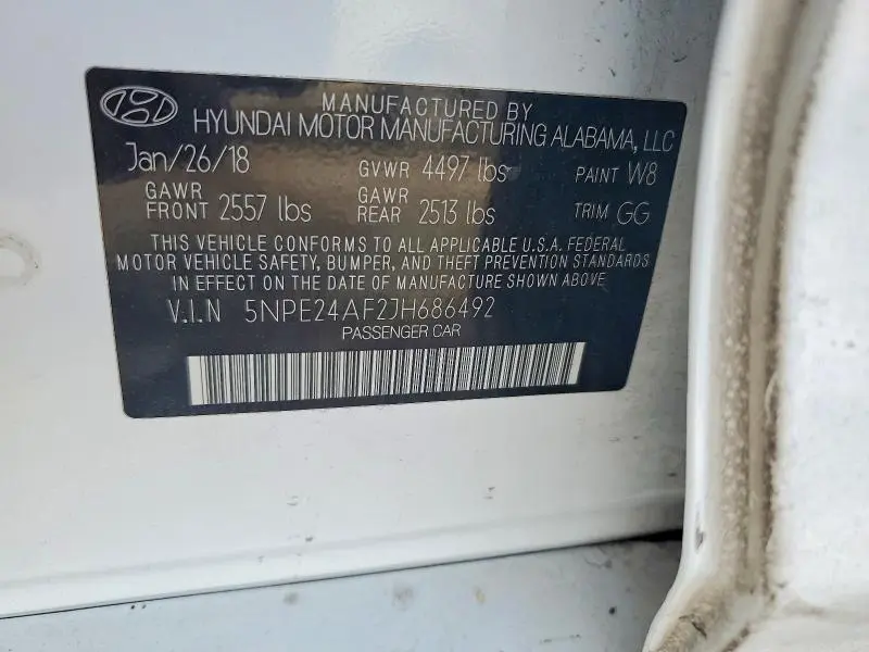2018 HYUNDAI SONATA SE  