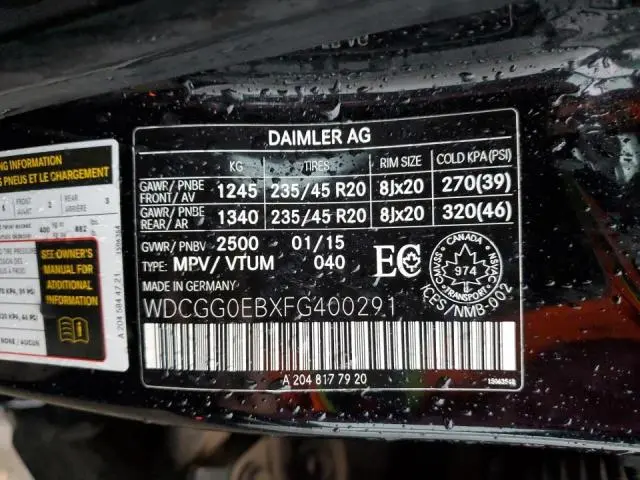 2015 MERCEDES-BENZ GLK 250 BLUETEC  