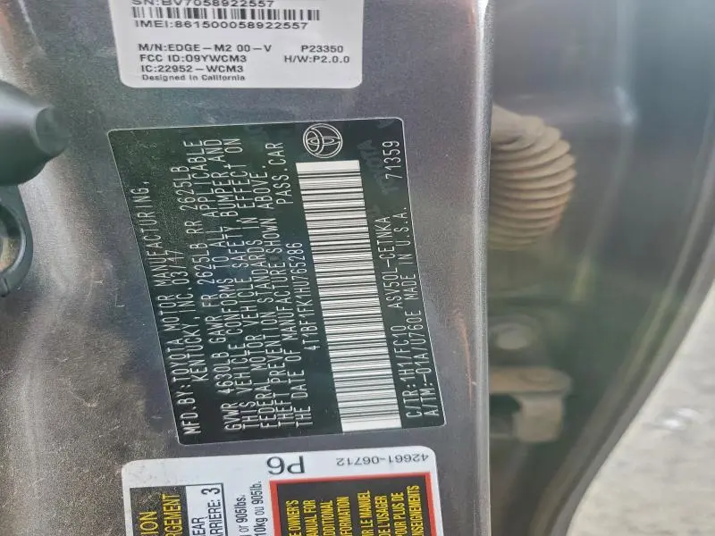 2017 TOYOTA CAMRY LE  