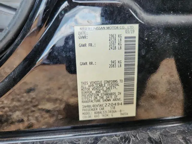 2019 NISSAN ALTIMA SL  