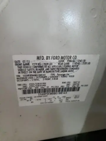2011 FORD TAURUS SEL  