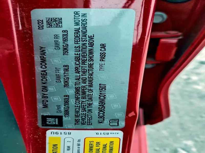 2022 CHEVROLET SPARK 1LT  