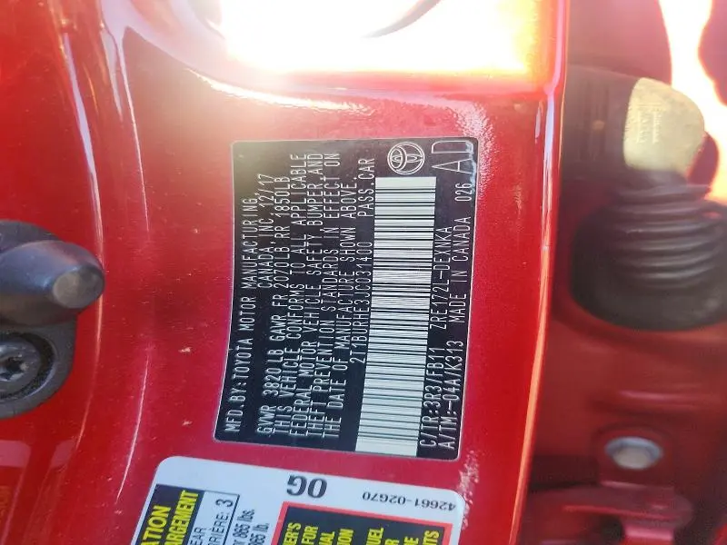 2018 TOYOTA COROLLA L  