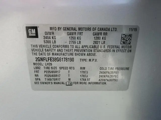 2016 CHEVROLET EQUINOX LT