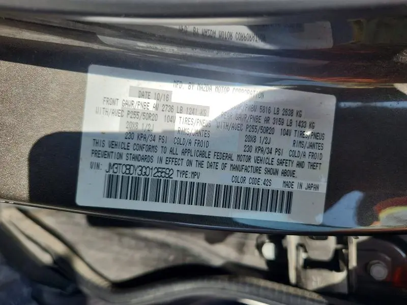 2016 MAZDA CX-9 GRAND TOURING  