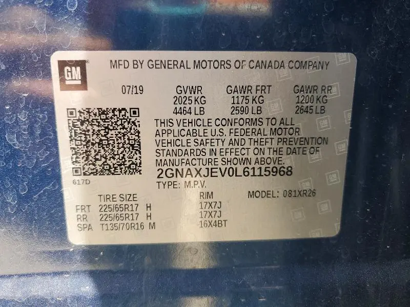 2020 CHEVROLET EQUINOX LT  