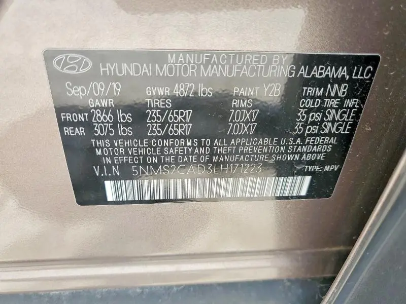 2020 HYUNDAI SANTA FE SE  