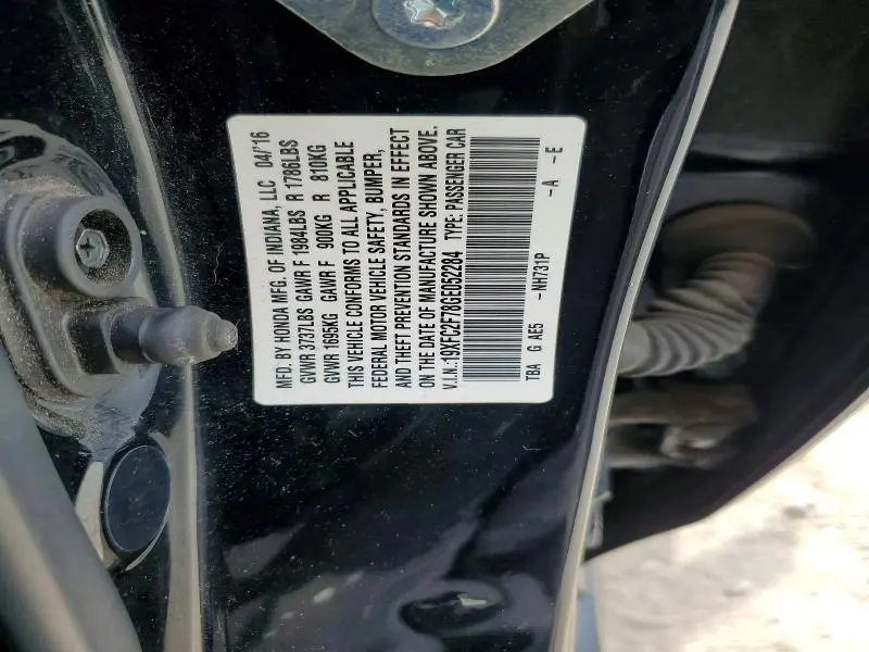 2016 HONDA CIVIC EX  