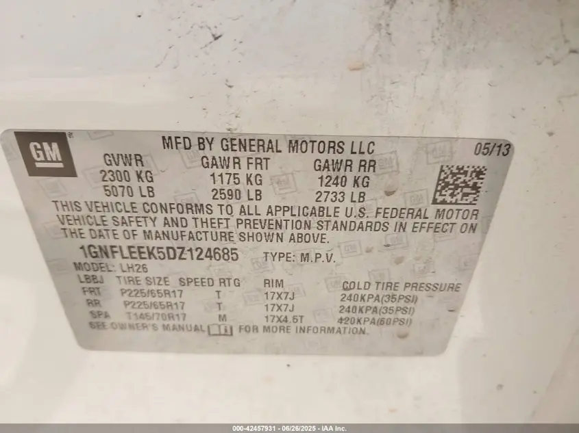 2013 CHEVROLET EQUINOX 1LT