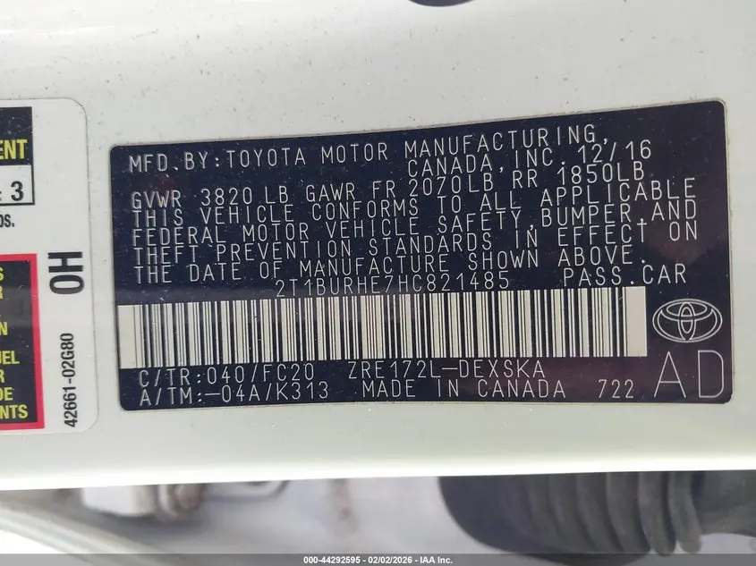 2017 TOYOTA COROLLA SE