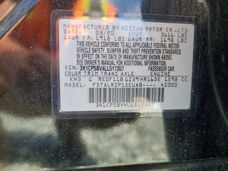 2020 NISSAN KICKS S  