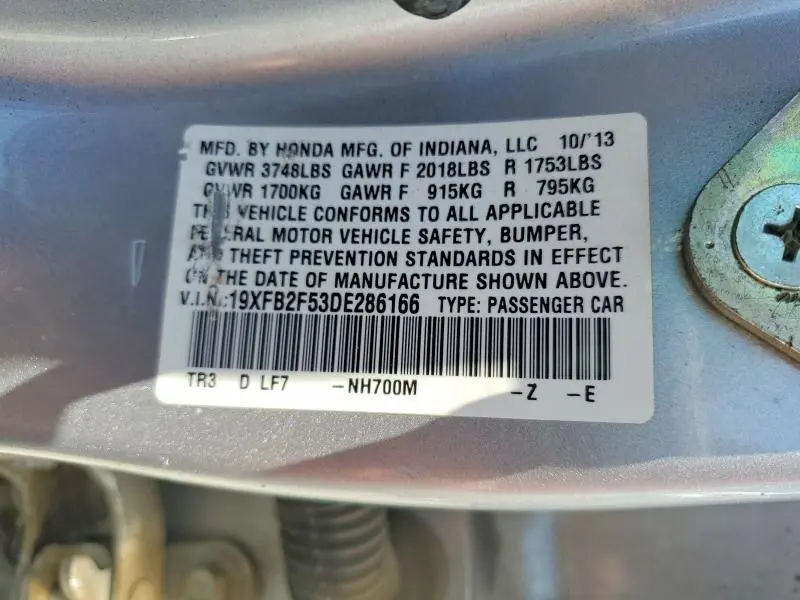 2013 HONDA CIVIC LX  