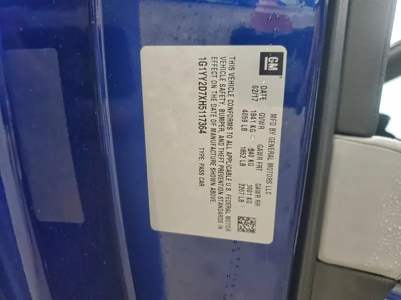 2017 CHEVROLET CORVETTE GRAND SPORT 2LT  