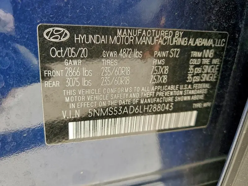 2020 HYUNDAI SANTA FE LIMITED  