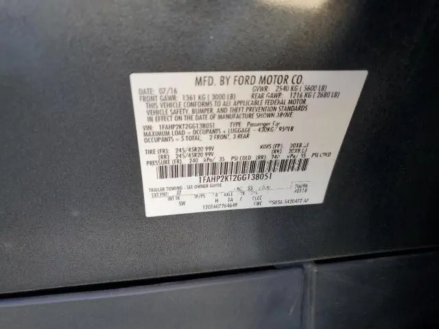 2016 FORD TAURUS SHO  