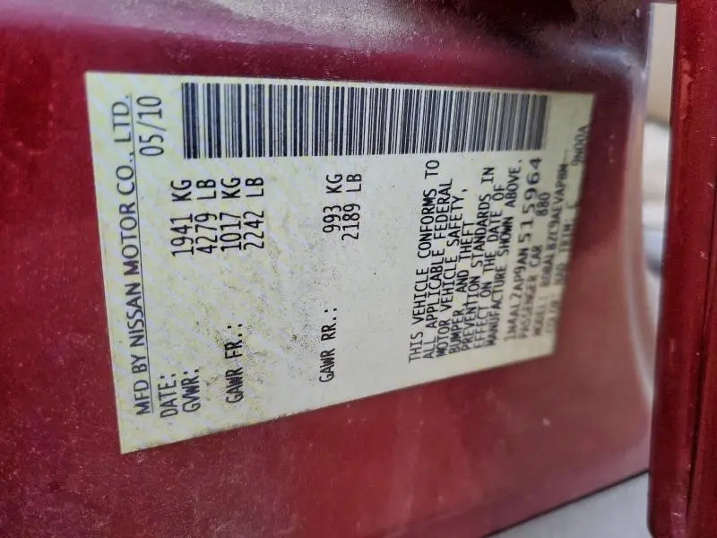 2010 NISSAN ALTIMA BASE  