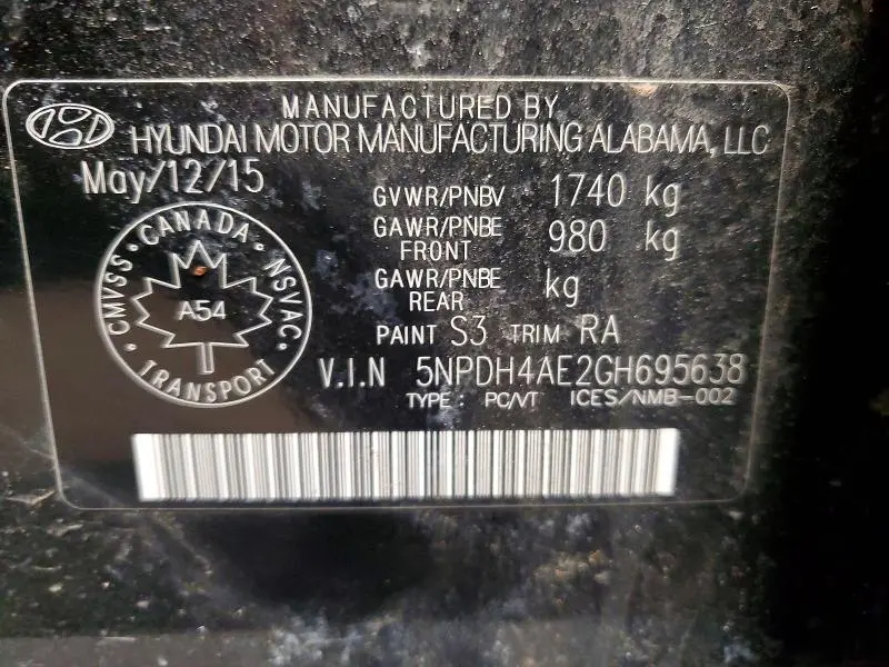 2016 HYUNDAI ELANTRA SE  