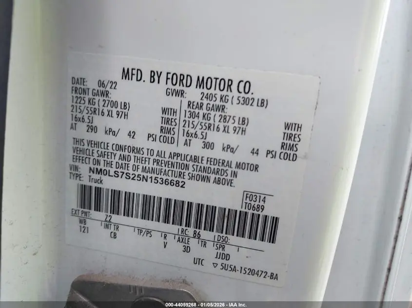 2022 FORD TRANSIT CONNECT XL