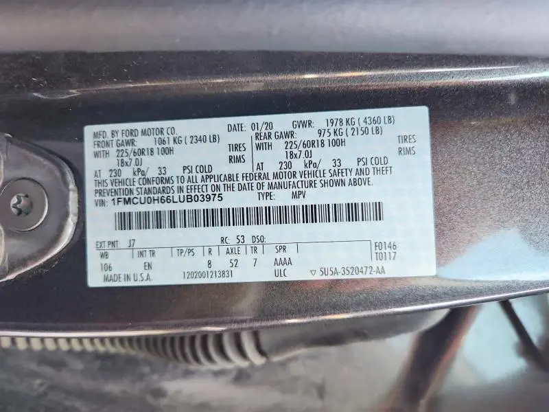 2020 FORD ESCAPE SEL  