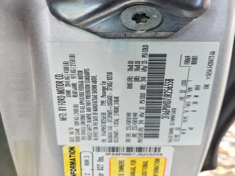 2018 FORD FUSION SE  
