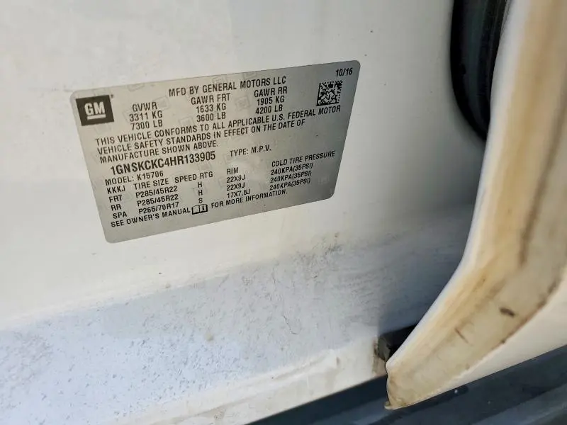 2017 CHEVROLET TAHOE K1500 PREMIER  