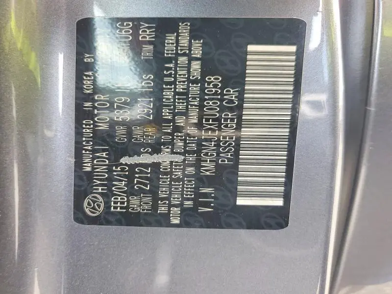 2015 HYUNDAI GENESIS 3.8L  