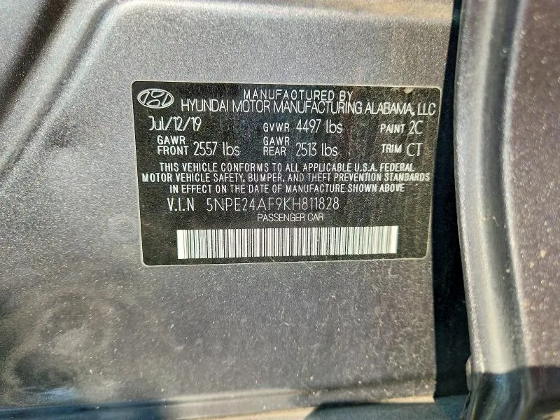 2019 HYUNDAI SONATA SE  