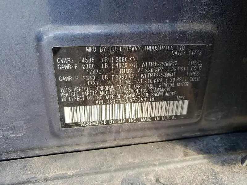 2014 SUBARU OUTBACK 2.5I LIMITED  