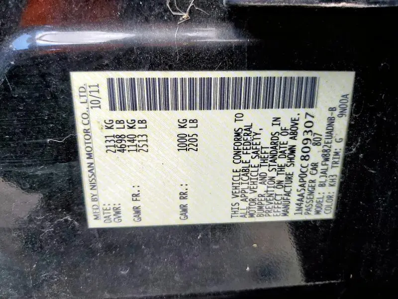 2012 NISSAN MAXIMA S  