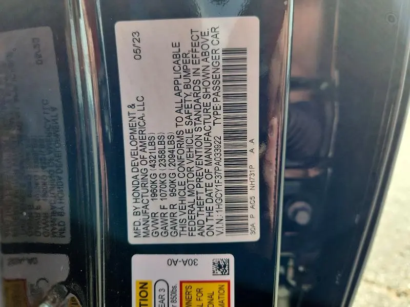 2023 HONDA ACCORD EX  