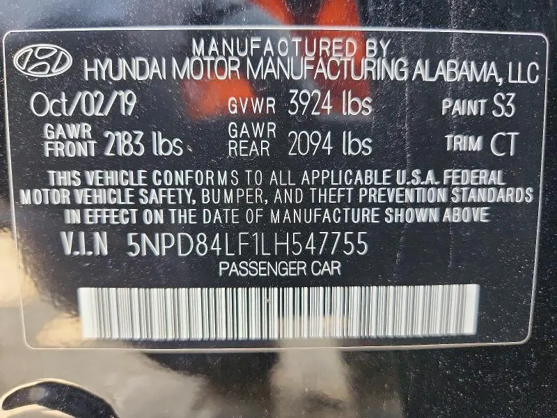 2020 HYUNDAI ELANTRA SEL  