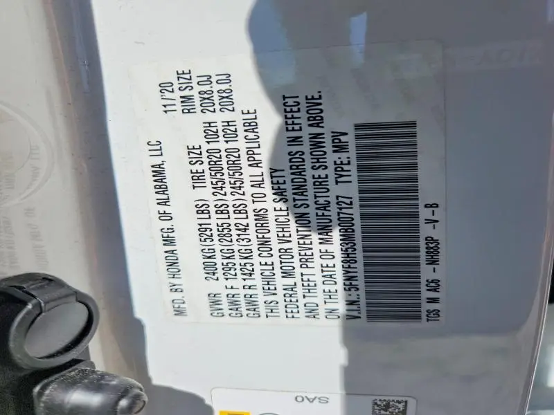 2021 HONDA PASSPORT EXL  