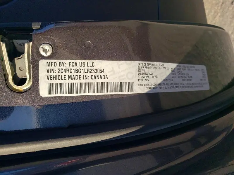 2020 CHRYSLER PACIFICA TOURING L  