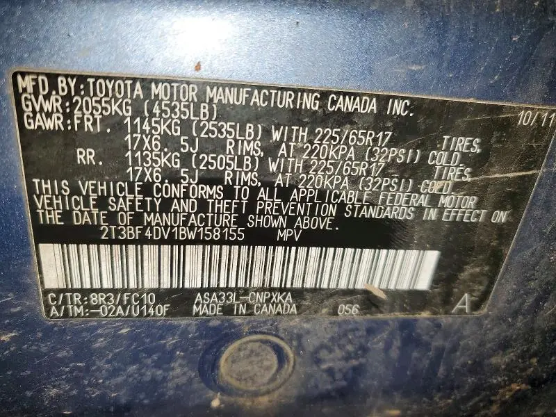 2011 TOYOTA RAV4 BASE  