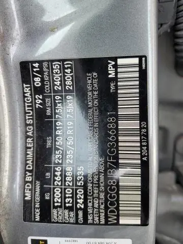 2015 MERCEDES-BENZ GLK 350 4MATIC  