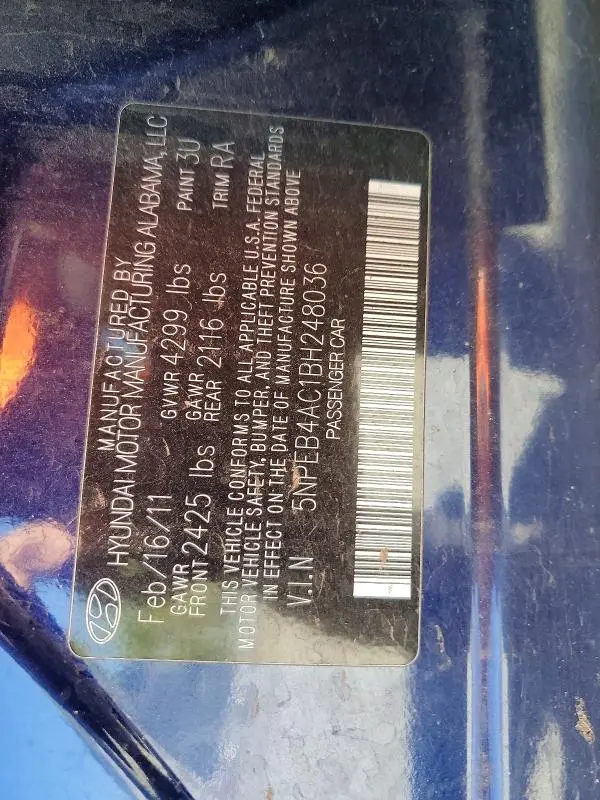 2011 HYUNDAI SONATA GLS  