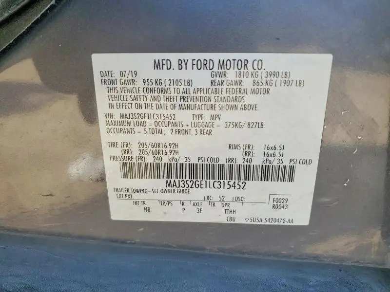 2020 FORD ECOSPORT SE  