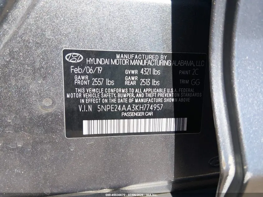 2019 HYUNDAI SONATA ECO