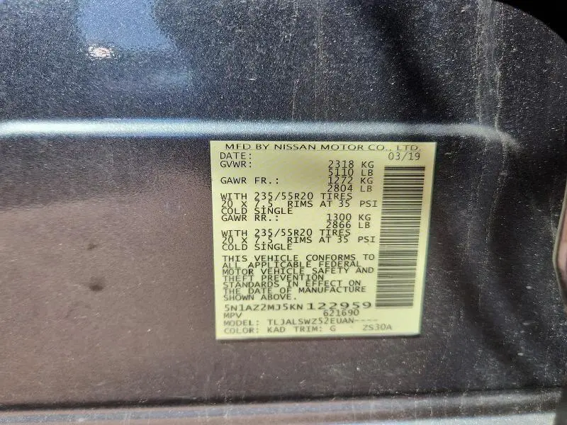 2019 NISSAN MURANO PLATINUM  